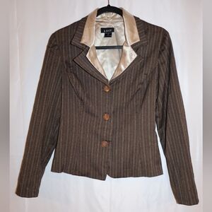 A. Byer Juniors Brown Pinstripe Blazer And Skirt Set. Size 9. In Good Condition.